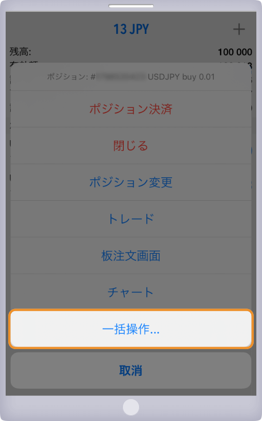 MT5一括決済を表示