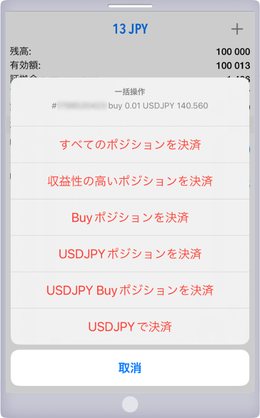 MT5一括決済を表示
